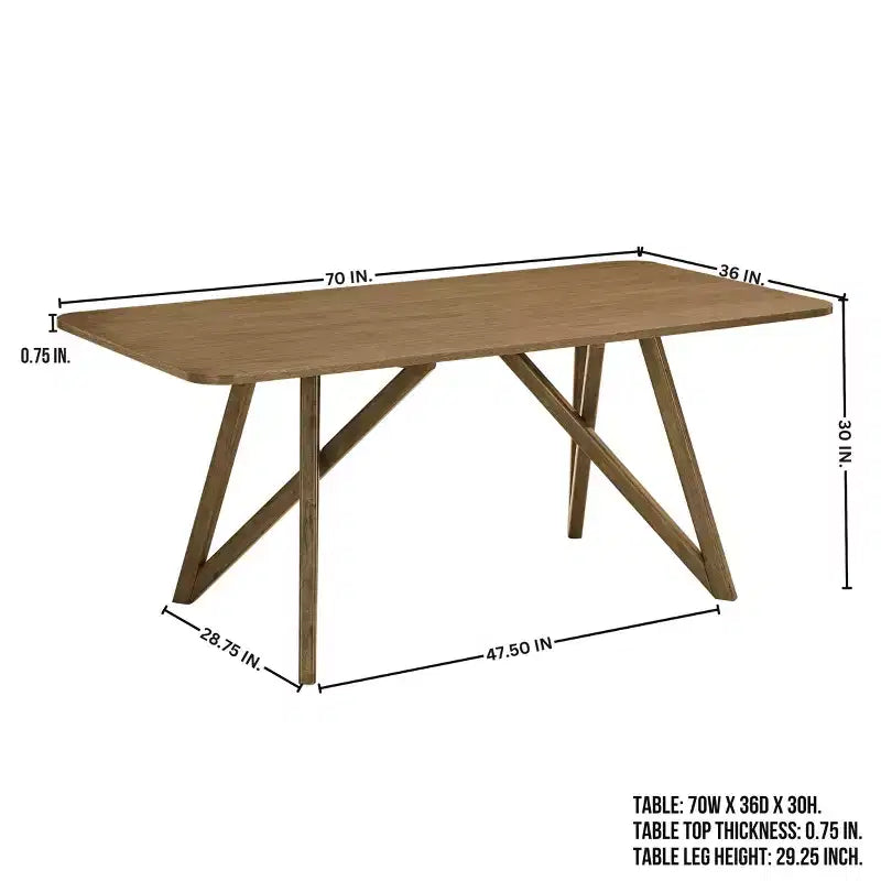 Table à manger de 178 cm, pieds croisés type trépied