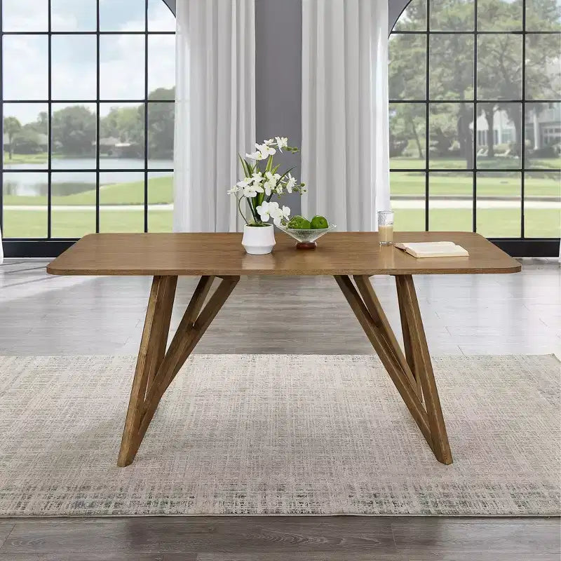 Table à manger de 178 cm, pieds croisés type trépied