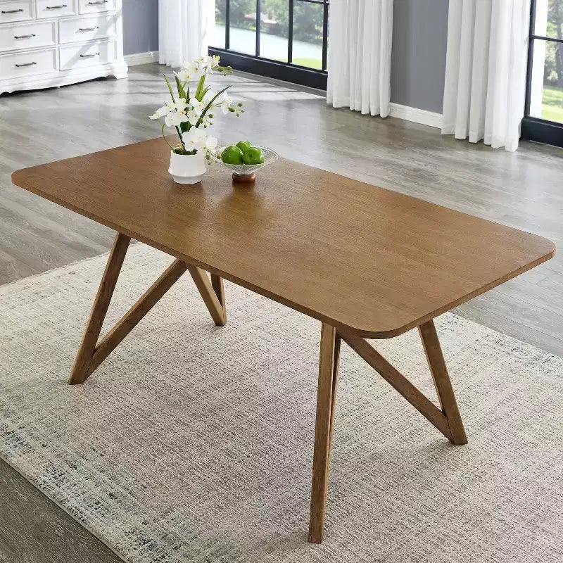 Table à manger de 178 cm, pieds croisés type trépied
