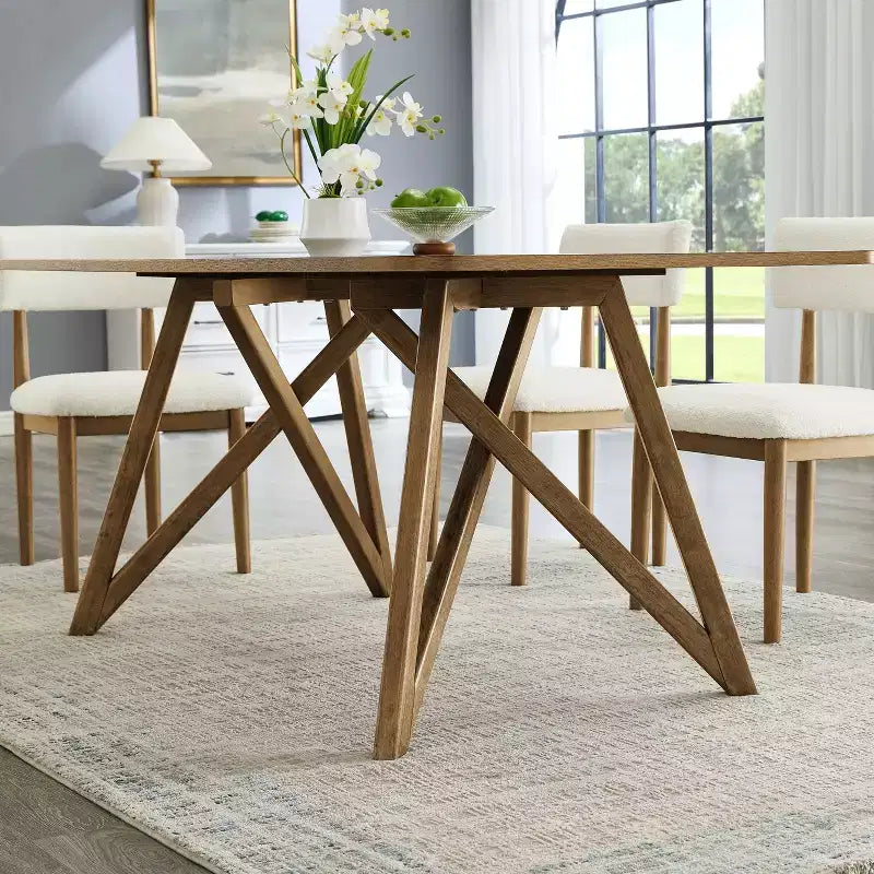 Table à manger de 178 cm, pieds croisés type trépied