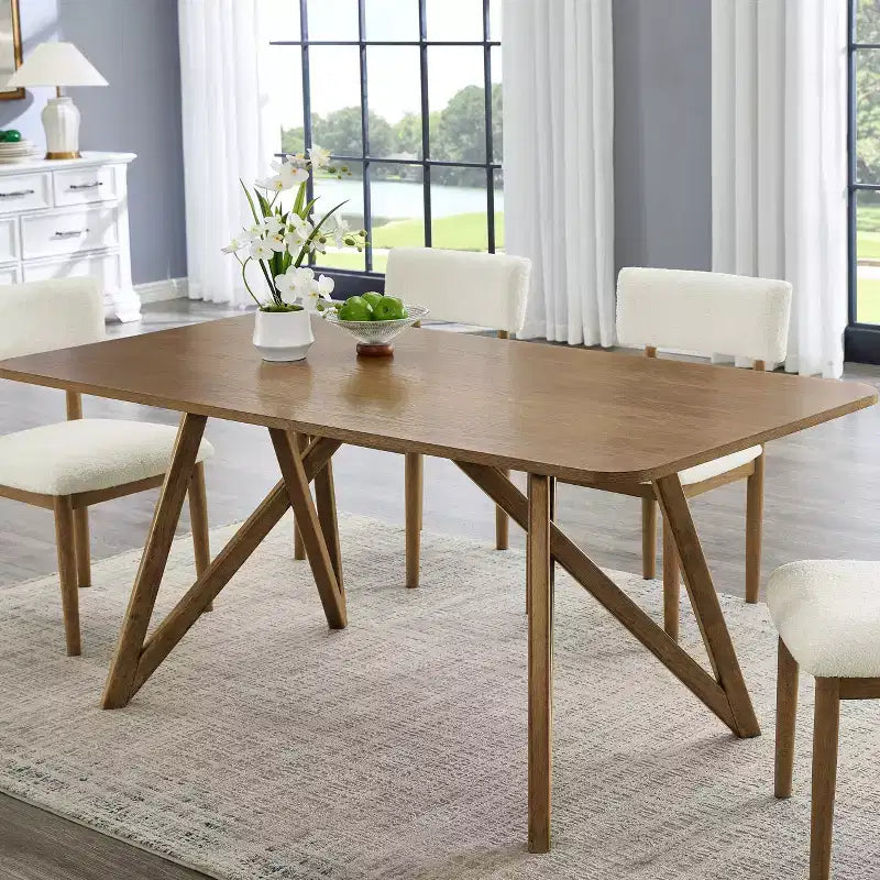 Table à manger de 178 cm, pieds croisés type trépied