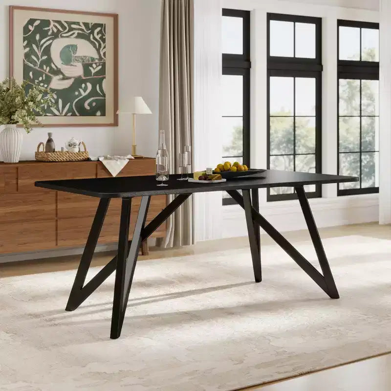 Roundhill Furniture Axler 70-in Length Dining Table, Tripod-Cross Leg