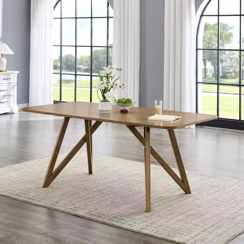 Table à manger de 178 cm, pieds croisés type trépied
