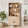 72.4 Freestanding Wooden Bookcase with Storage, Tall Bookshelf Featuring Doors & Drawers, Display Shelf for Living Room, Office, Bedroom, Kitchen