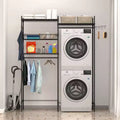Over Washer and Dryer Shelves, Laundry Room Clothes Drying Rack, Storage and Organizer Shelf, Adjustable Height Wire Shelving and Wire Basket