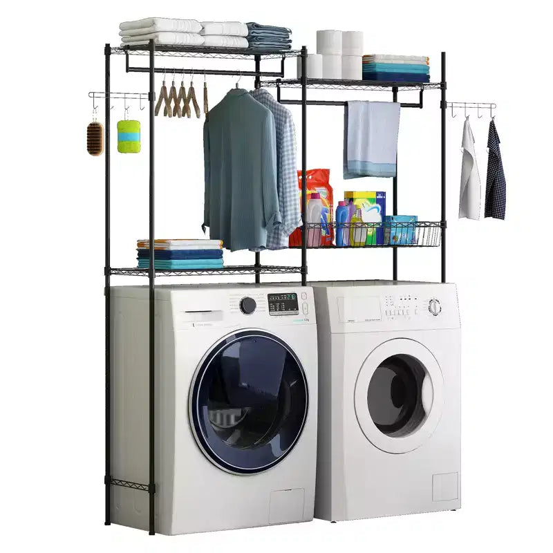 Étagères au-dessus de la laveuse et de la sécheuse, séchoir à linge pour buanderie, étagère de rangement et organisateur, étagères et panier en fil métallique à hauteur réglable