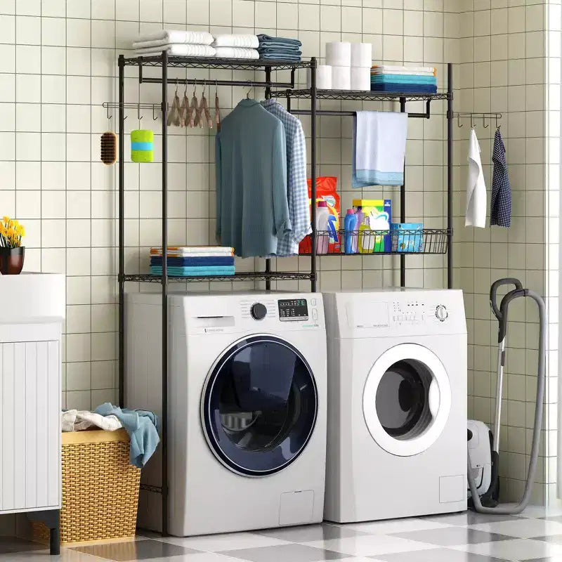 Étagères au-dessus de la laveuse et de la sécheuse, séchoir à linge pour buanderie, étagère de rangement et organisateur, étagères et panier en fil métallique à hauteur réglable