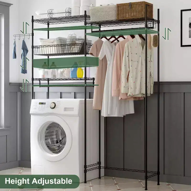 Étagères au-dessus de la laveuse et de la sécheuse, séchoir à linge pour buanderie, étagère de rangement et organisateur, étagères et panier en fil métallique à hauteur réglable
