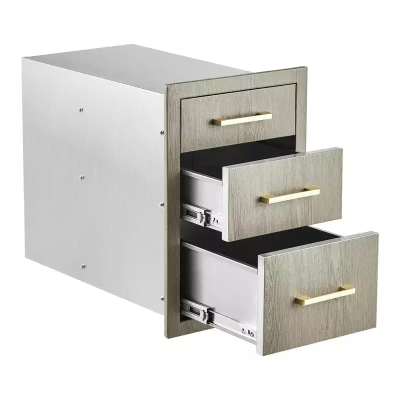 COZONY Heavy Duty Stainless Steel Triple Drawers, Flush Mount Outdoor Kitchen Organizer for BBQ Island & Patio