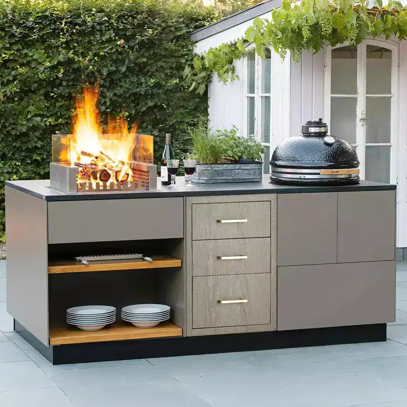 Tiroirs triples robustes en acier inoxydable, organisateur de cuisine extérieure encastré pour îlot de barbecue et patio