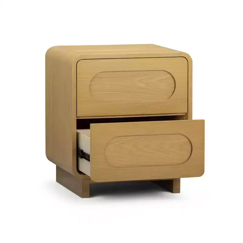 Table de chevet moderne à 2 tiroirs en bois avec ouverture par pression