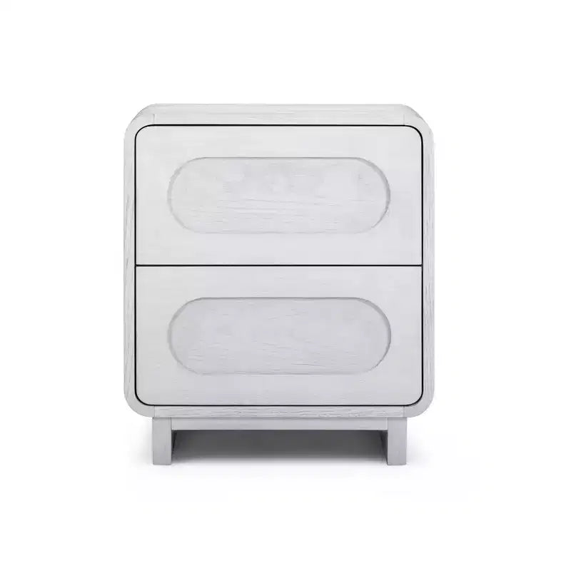 Table de chevet moderne à 2 tiroirs en bois avec ouverture par pression