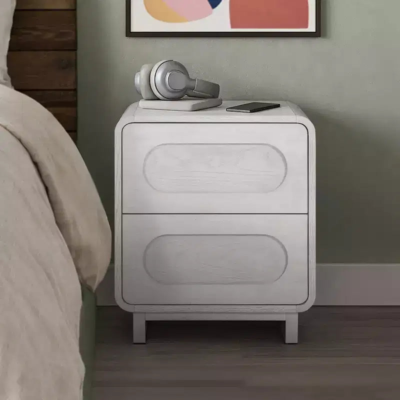 Table de chevet moderne à 2 tiroirs en bois avec ouverture par pression