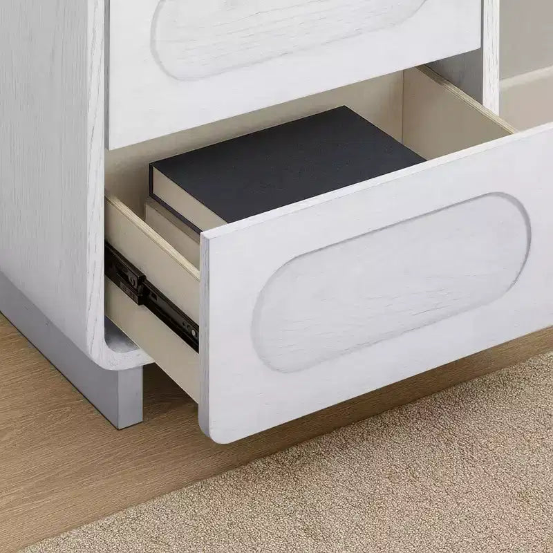 Table de chevet moderne à 2 tiroirs en bois avec ouverture par pression