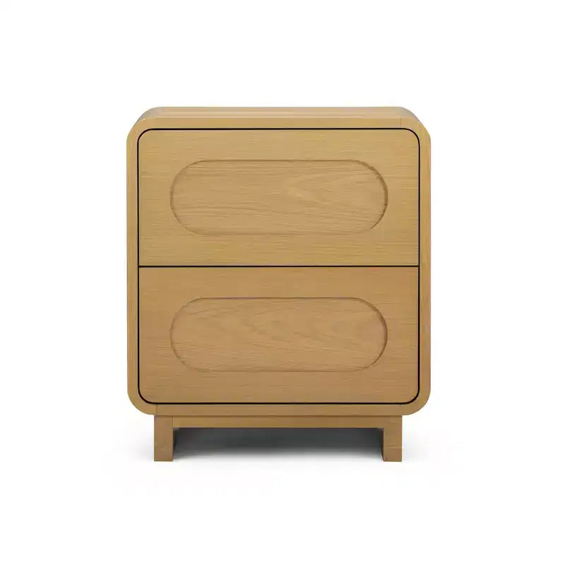 Table de chevet moderne à 2 tiroirs en bois avec ouverture par pression