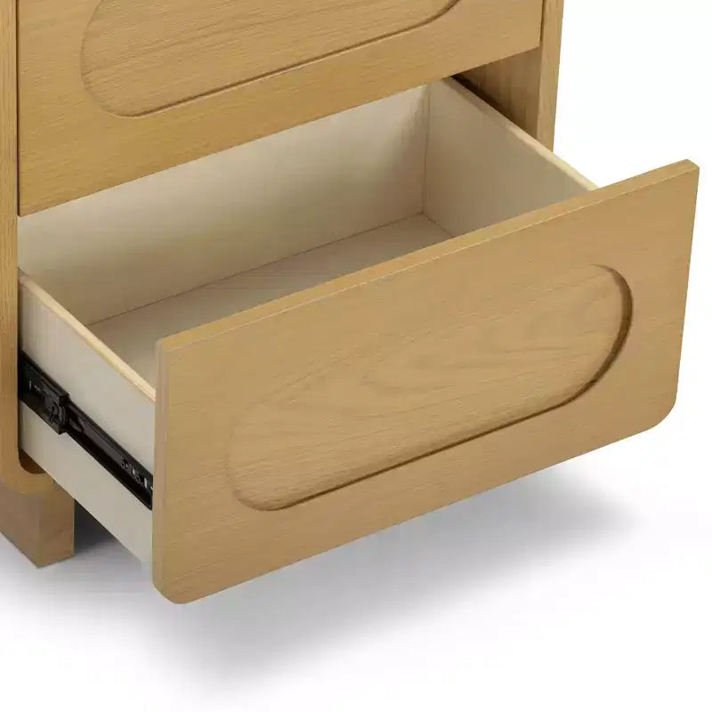 Table de chevet moderne à 2 tiroirs en bois avec ouverture par pression