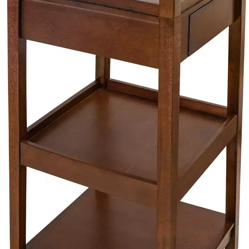 Porte-manteau en bois de 178,3 cm de haut avec 8 crochets, 3 étagères de rangement et un tiroir, arbre d'entrée robuste, café