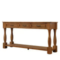 63 Inch Wood Console Table, Solid Wood Frame Hallway Sofa Table with 3 Drawers for Entryway Living Room