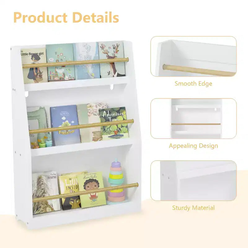 Bibliothèque pour enfants à 3 niveaux, étagère de rangement pour livres de bébé pour salle de jeux, chambre d'enfant