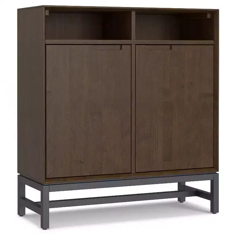 Devlin SOLID HARDWOOD 36 inch Wide Modern Industrial Entryway Storage Cabinet