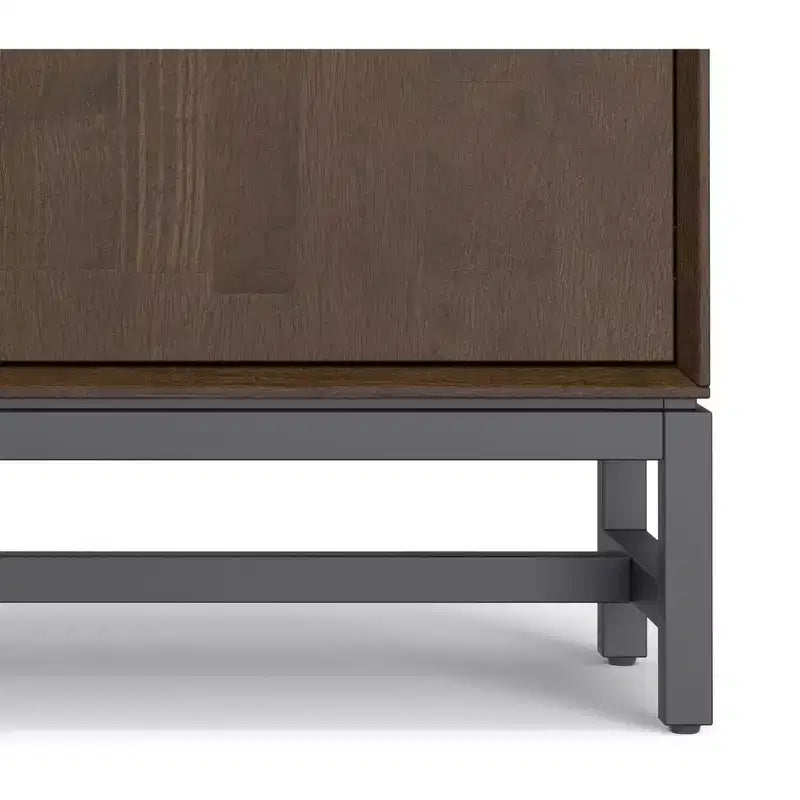 Meuble de rangement pour entrée, moderne et industriel, en bois massif Devlin, largeur 91 cm