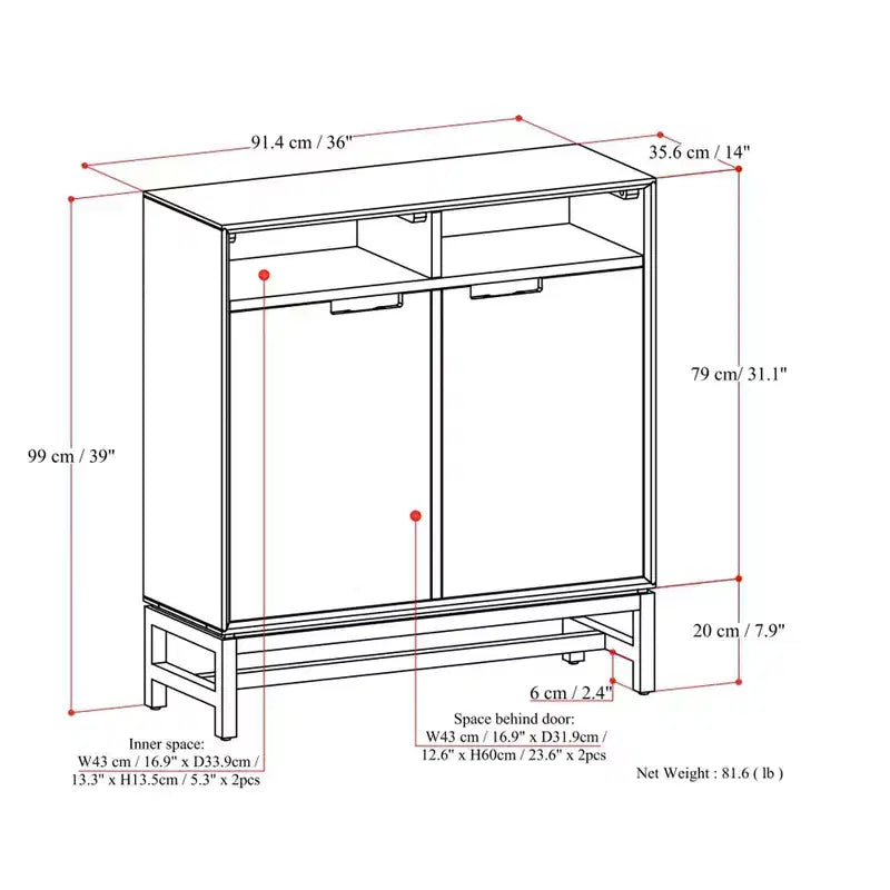 Meuble de rangement pour entrée, moderne et industriel, en bois massif Devlin, largeur 91 cm