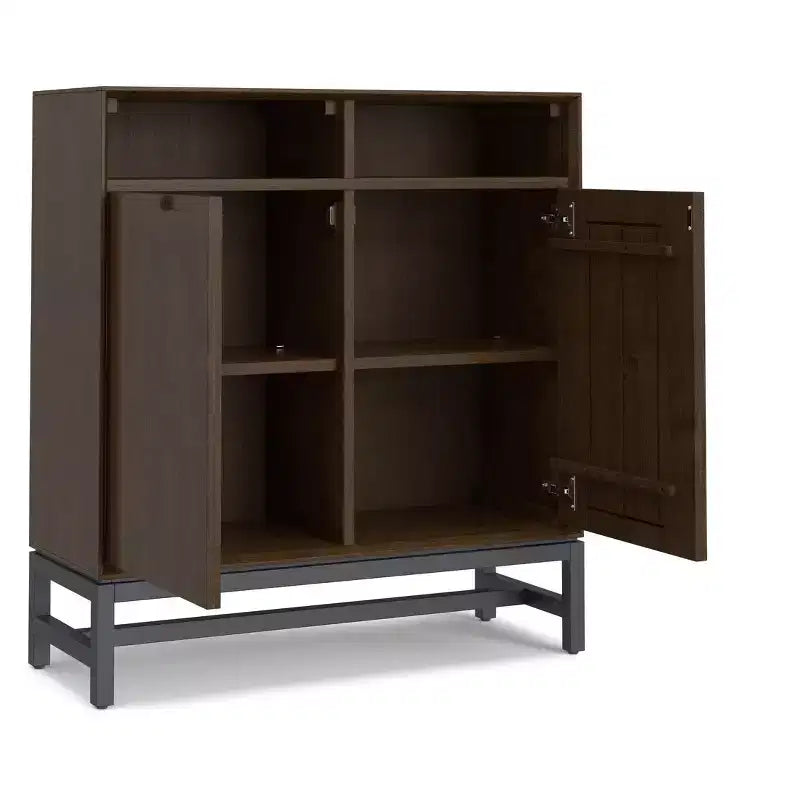 Meuble de rangement pour entrée, moderne et industriel, en bois massif Devlin, largeur 91 cm