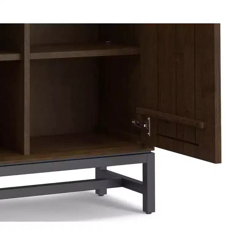 Meuble de rangement pour entrée, moderne et industriel, en bois massif Devlin, largeur 91 cm
