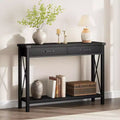 Console Table,Rustic Farmhouse Narrow Sofa Table for Hallway or Entryway,Wooden Accent Console with Metal Frame for Living Room or Behind Sofa