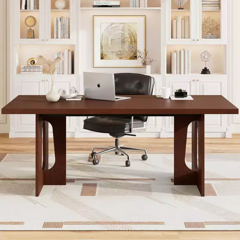 Table à manger rectangulaire de 70 po pour 6 à 8 personnes - Table de cuisine longue moderne avec pieds de piédestal robustes, Grande table à dîner
