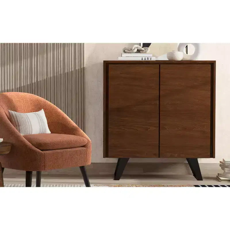 Meuble de rangement moyen Mitchell, 99 cm de large, en bois massif, style industriel moderne