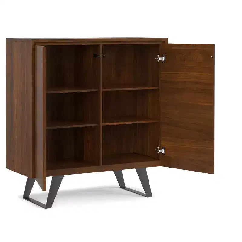 Meuble de rangement moyen Mitchell, 99 cm de large, en bois massif, style industriel moderne