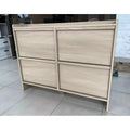 MDF & PB 4-Drawer Horizontal Shoe Cabinet with Wooden Handles,
