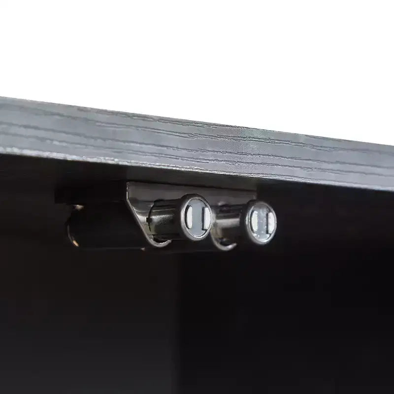 Meuble TV ondulé de 64 pouces avec armoire de rangement à rayures verticales et vitrine en verre, convient pour salon/chambre, noir