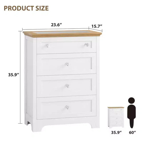 Commode en bois à 4 tiroirs pour chambre à coucher avec lumière, armoire de rangement en bois, commode, tiroirs de rangement pour salon, couloir, placard