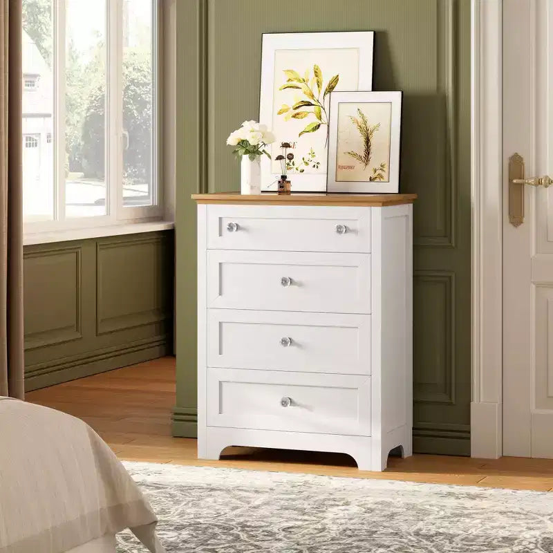 Commode en bois à 4 tiroirs pour chambre à coucher avec lumière, armoire de rangement en bois, commode, tiroirs de rangement pour salon, couloir, placard
