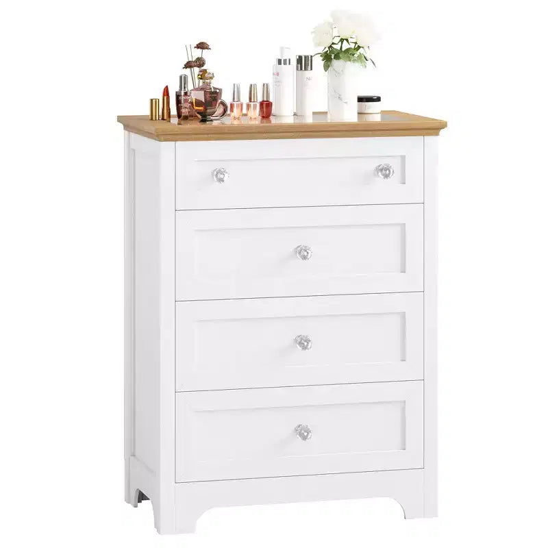 Commode en bois à 4 tiroirs pour chambre à coucher avec lumière, armoire de rangement en bois, commode, tiroirs de rangement pour salon, couloir, placard