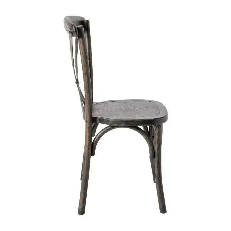 Chaise de bistrot en bois empilable à dossier croisé