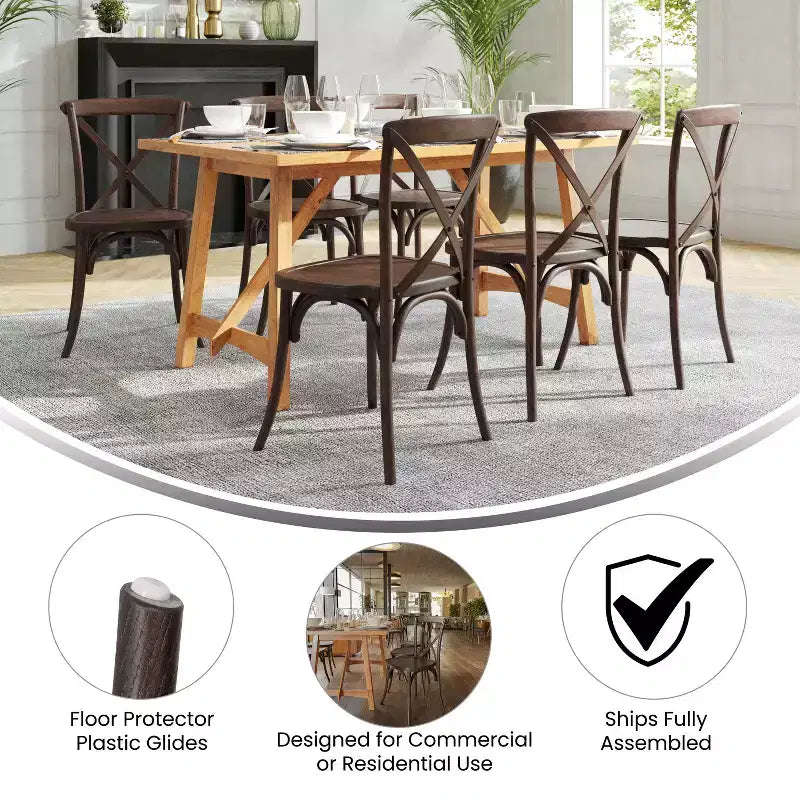 Chaise de bistrot en bois empilable à dossier croisé