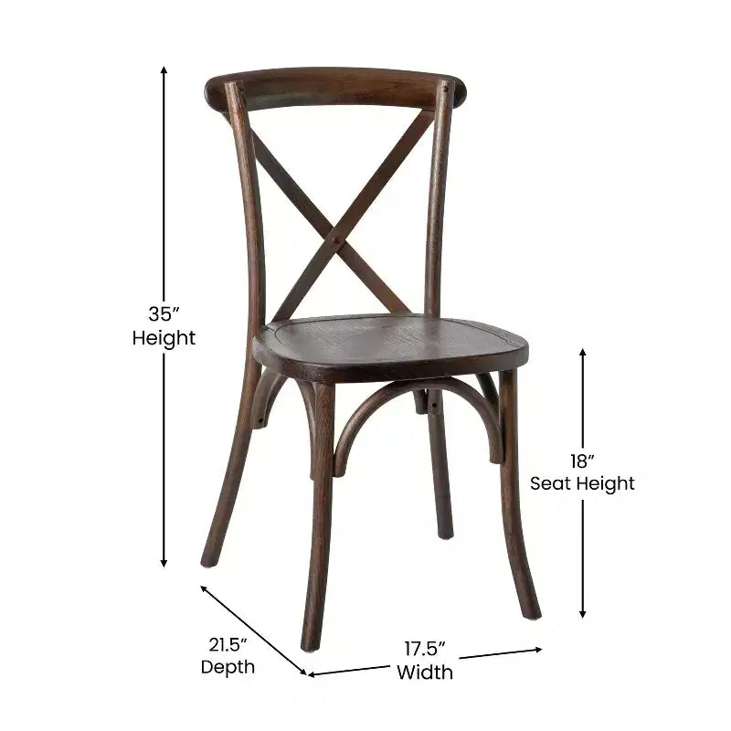 Chaise de bistrot en bois empilable à dossier croisé