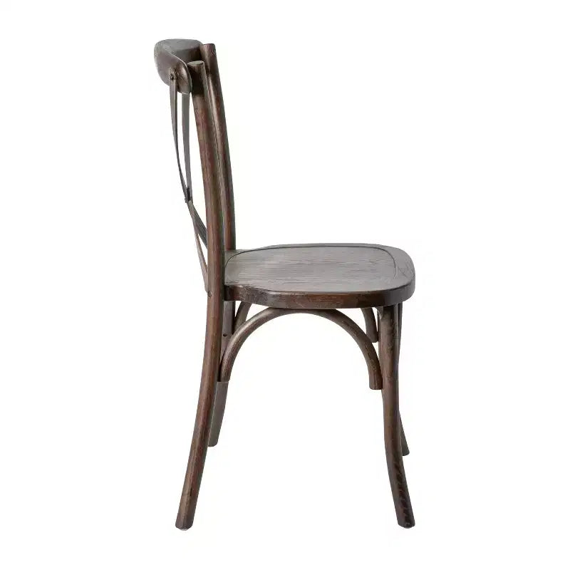 Chaise de bistrot en bois empilable à dossier croisé