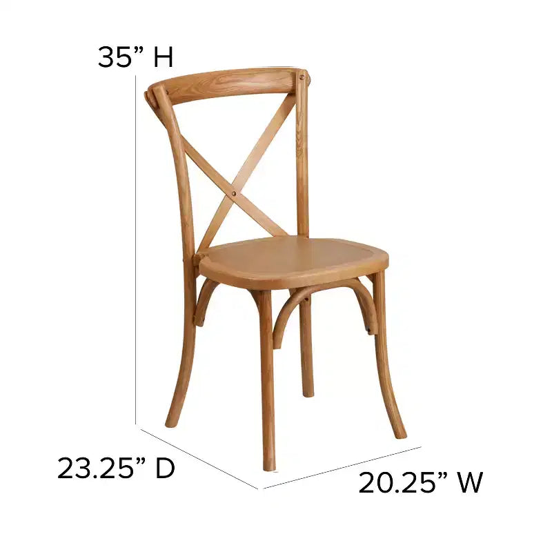 Chaise de bistrot en bois empilable à dossier croisé