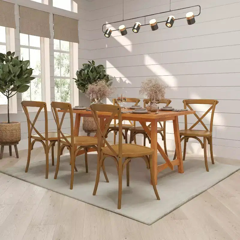 Chaise de bistrot en bois empilable à dossier croisé