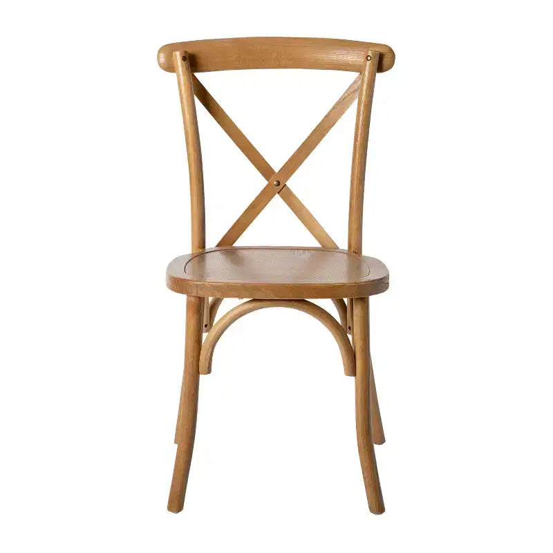 Chaise de bistrot en bois empilable à dossier croisé
