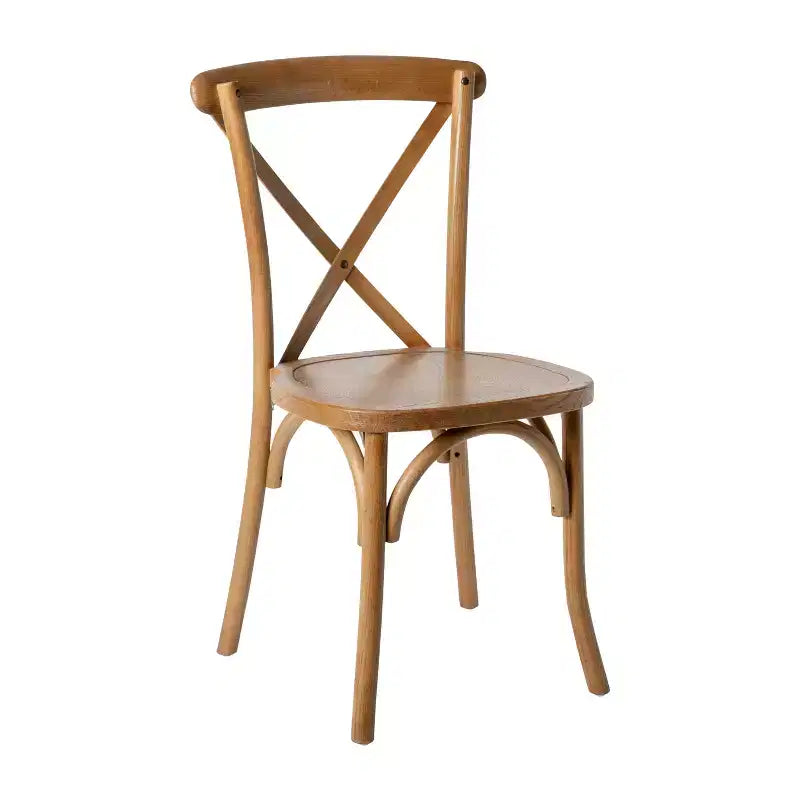 Chaise de bistrot en bois empilable à dossier croisé