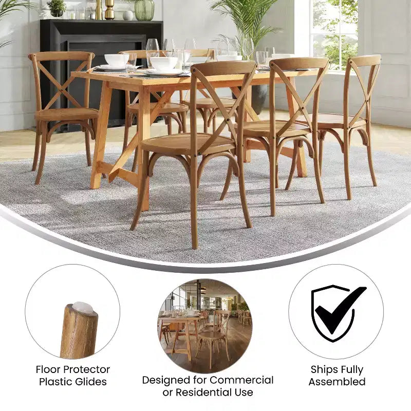 Chaise de bistrot en bois empilable à dossier croisé