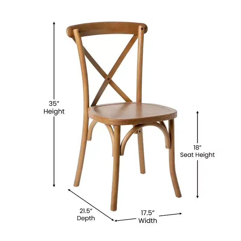 Chaise de bistrot en bois empilable à dossier croisé