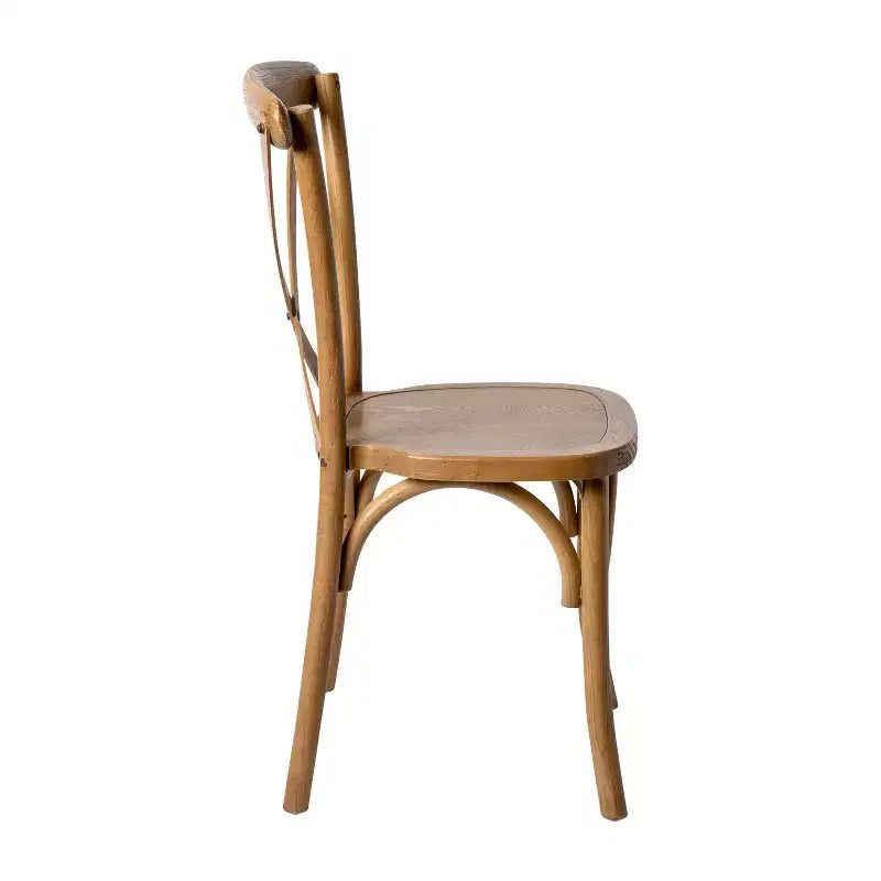 Chaise de bistrot en bois empilable à dossier croisé