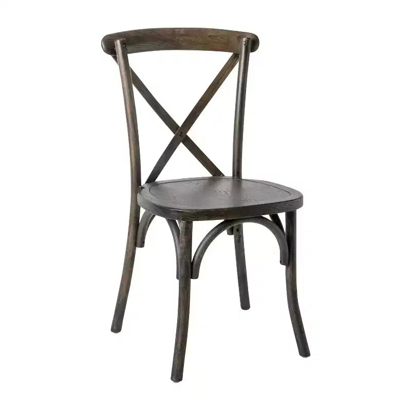 Chaise de bistrot en bois empilable à dossier croisé