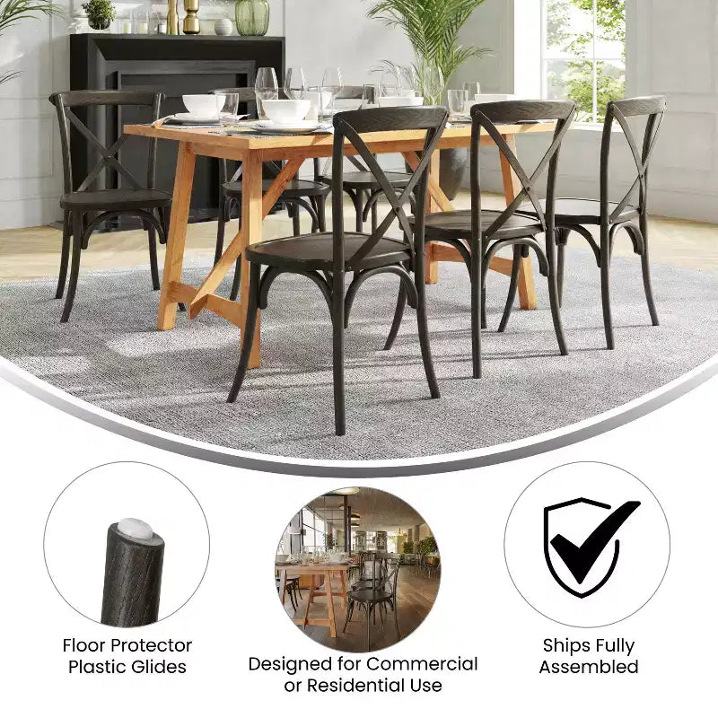 Chaise de bistrot en bois empilable à dossier croisé